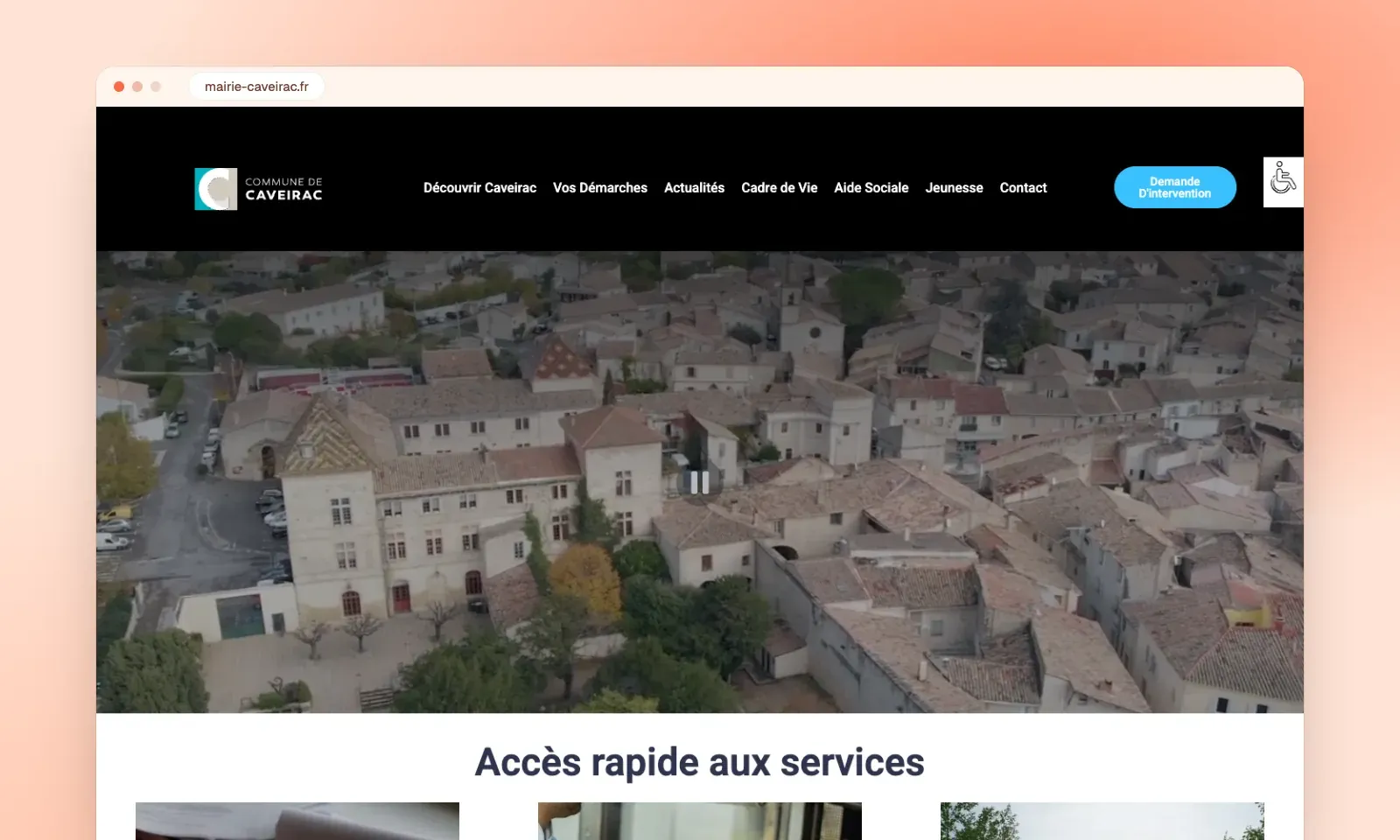 Aperçu du projet Mairie de Caveirac réalisé par Web Solutis