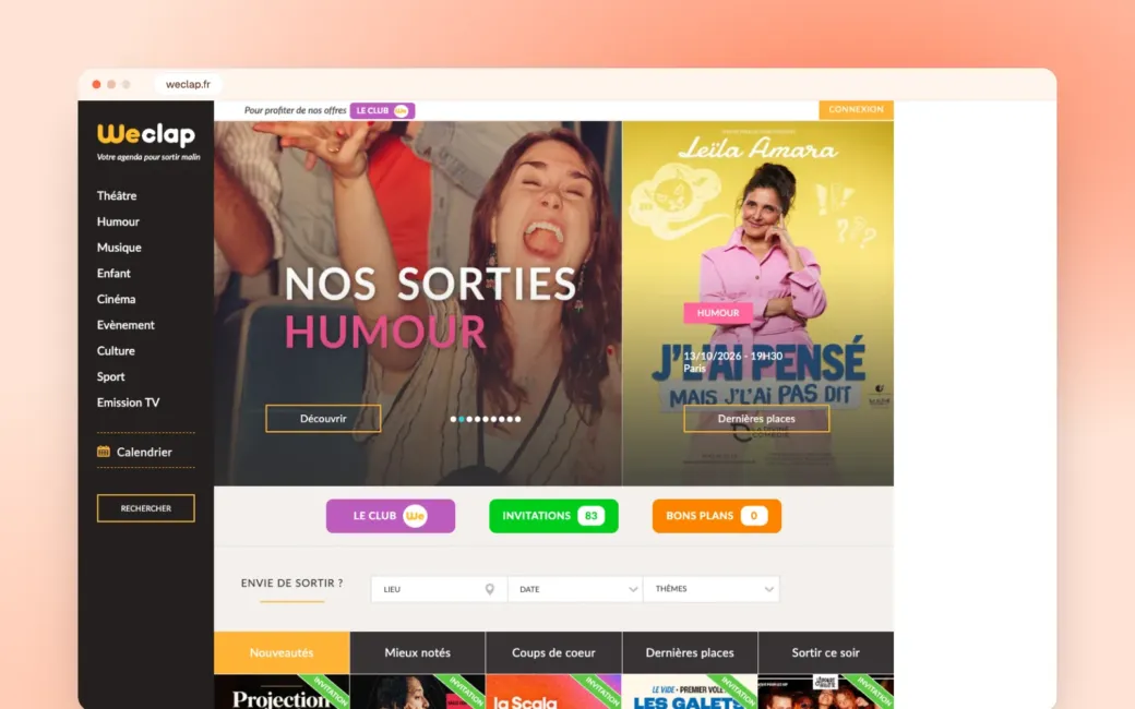 Aperçu du projet Weclap réalisé par Web Solutis