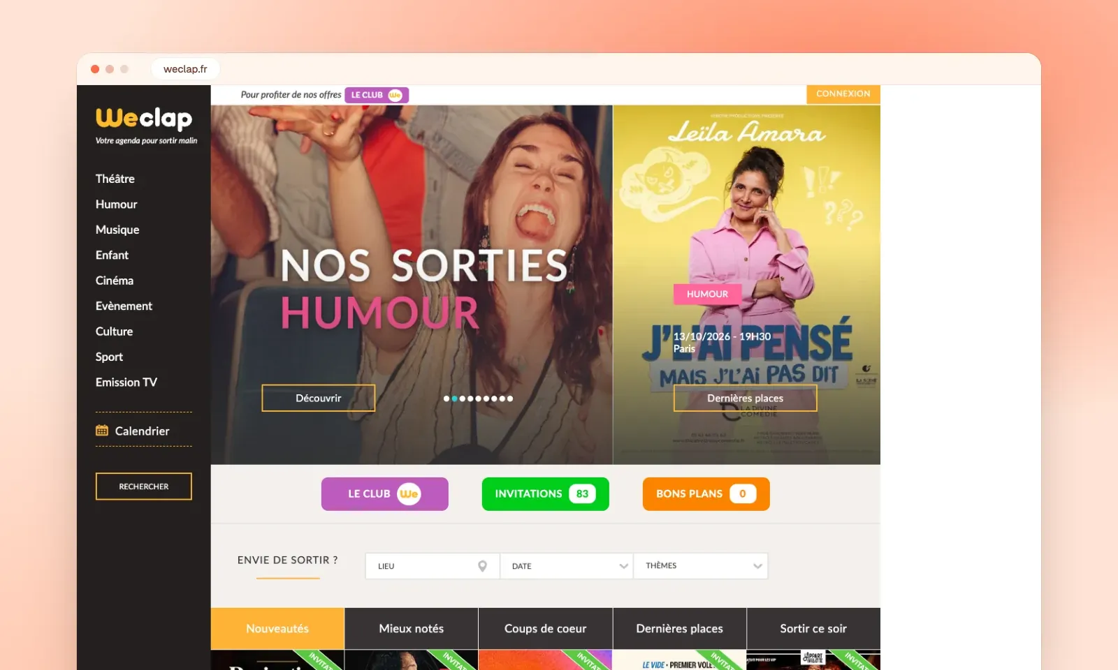 Aperçu du projet Weclap réalisé par Web Solutis