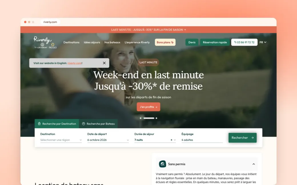 Aperçu du projet Riverly réalisé par Web Solutis